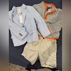 Janie and Jack Light Blue and White Striped Seersucker Blazer 2T set